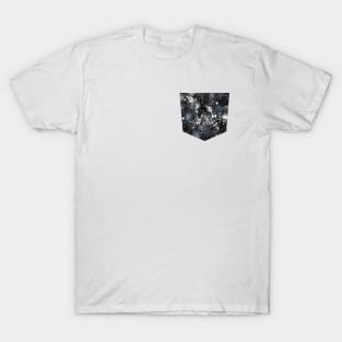 Pocket- ink splatter dust black white T-Shirt